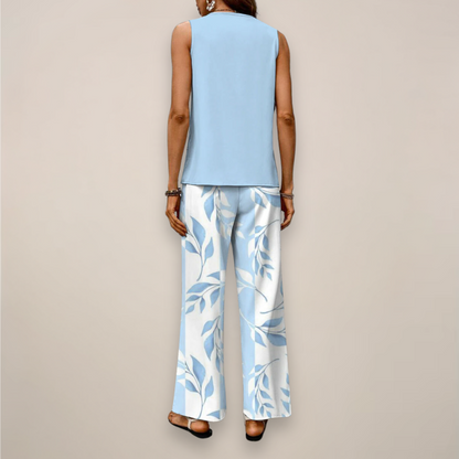 Everly | Women’s Spring Printed Wide-Leg Two Piece Set