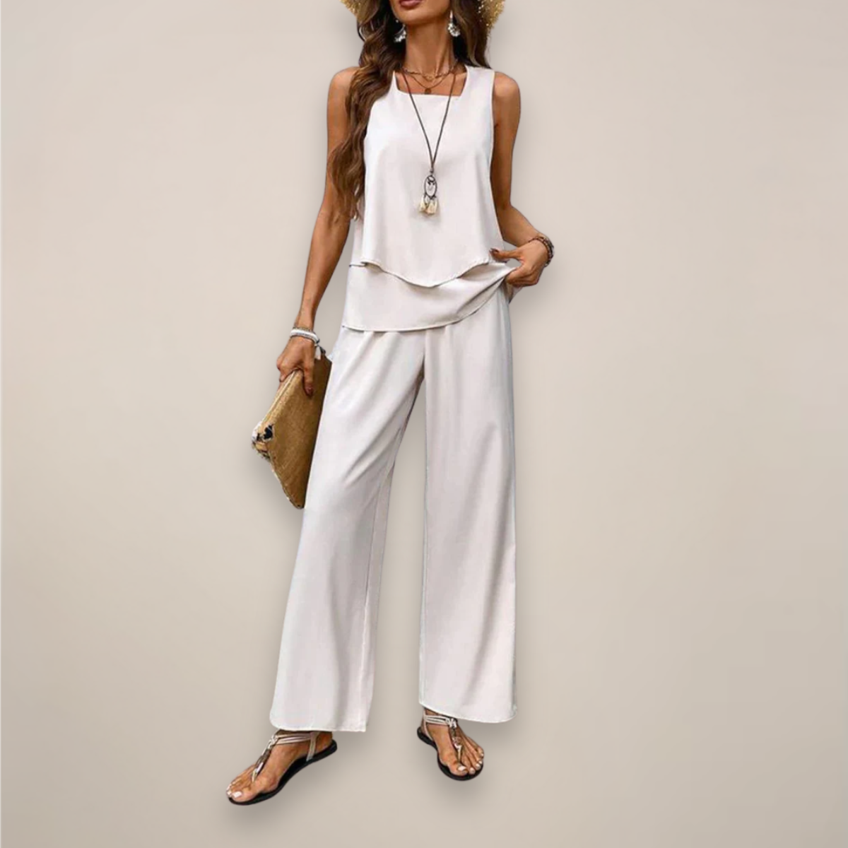 Everly | Women’s Spring Printed Wide-Leg Two Piece Set