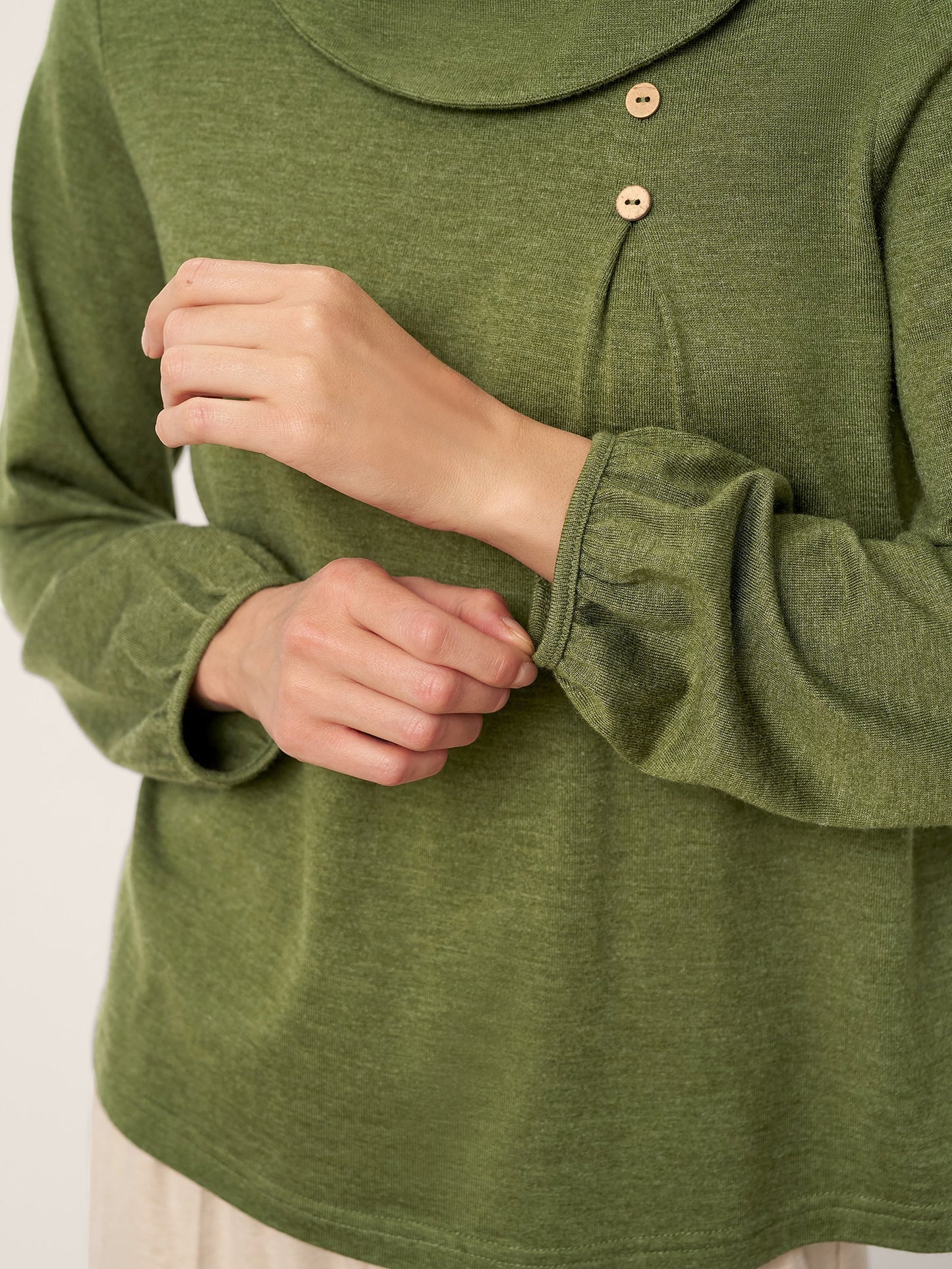 Deirdre | Women’s Wool Asymmetric Pleated Long Sleeve Top