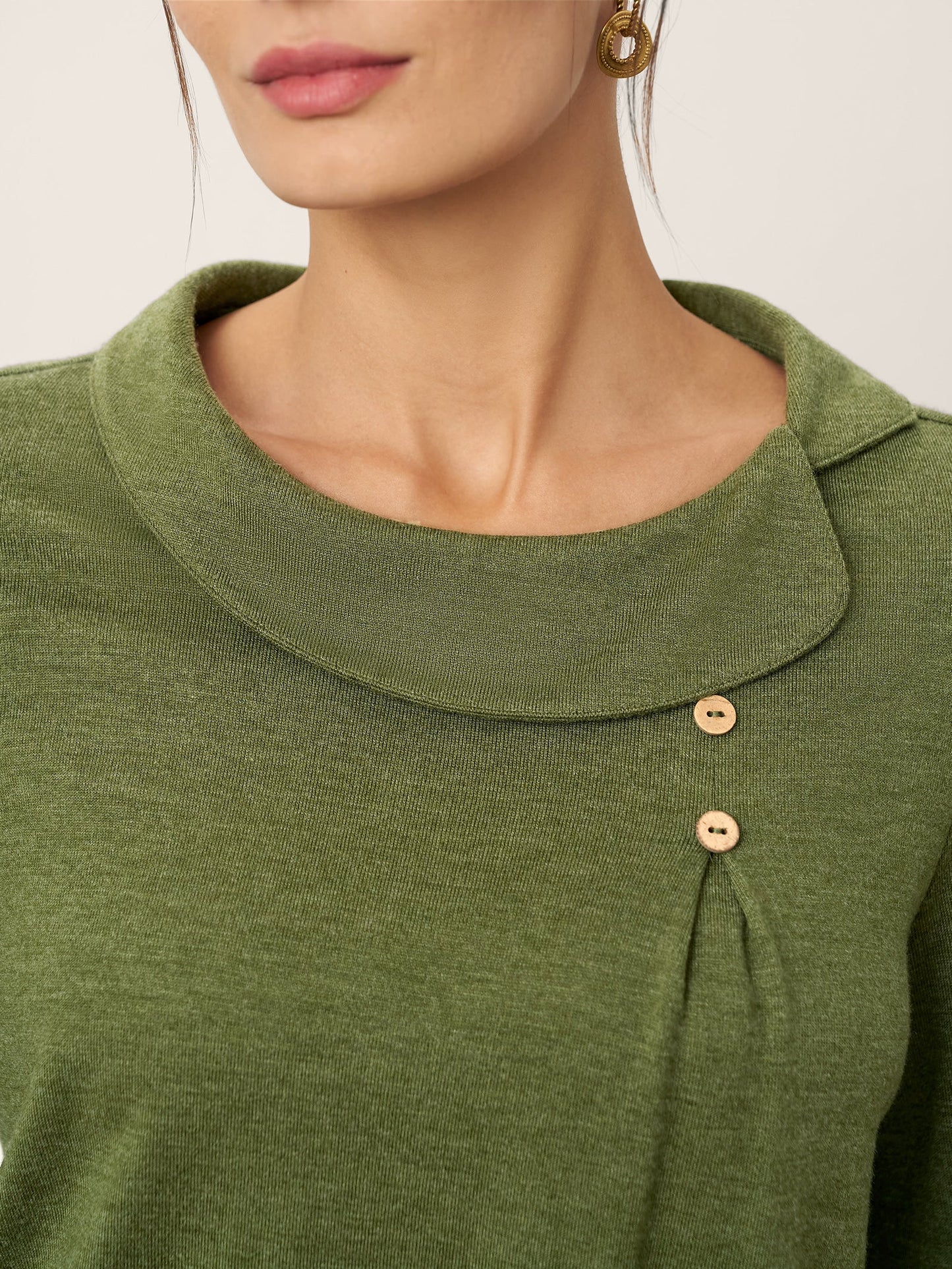 Deirdre | Women’s Wool Asymmetric Pleated Long Sleeve Top