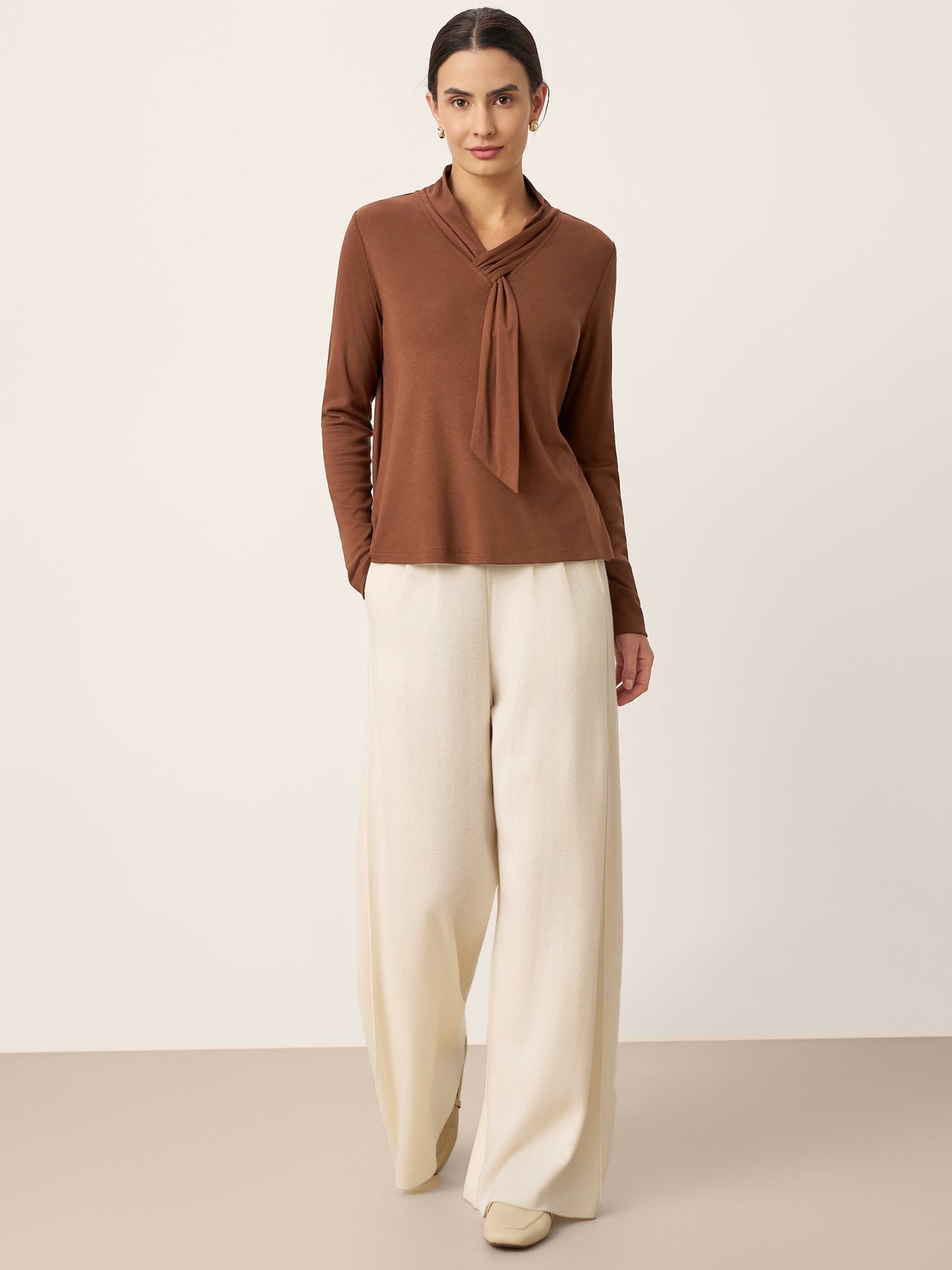 Evangeline | Women’s Wool Scarf Collar Long Sleeve Blouse