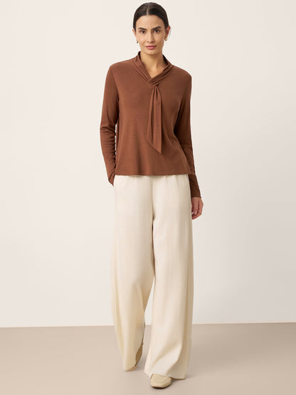 Evangeline | Women’s Wool Scarf Collar Long Sleeve Blouse