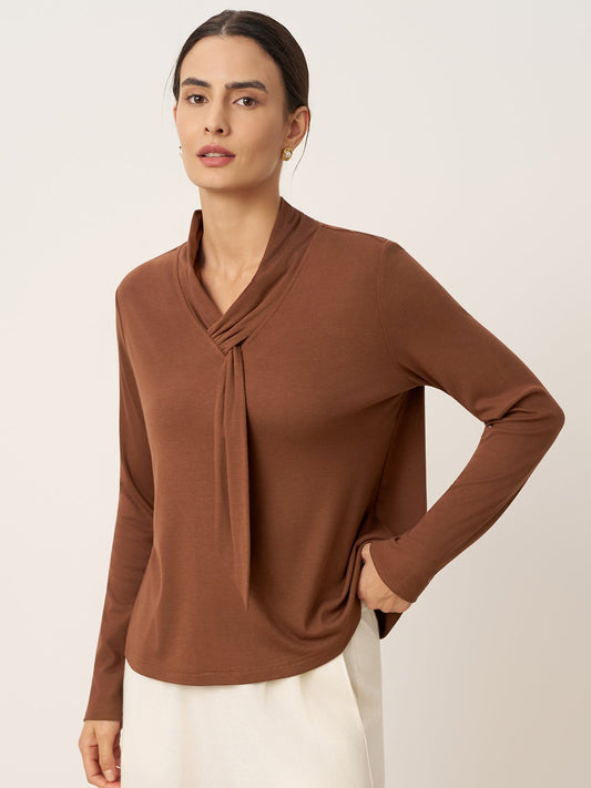Evangeline | Women’s Wool Scarf Collar Long Sleeve Blouse