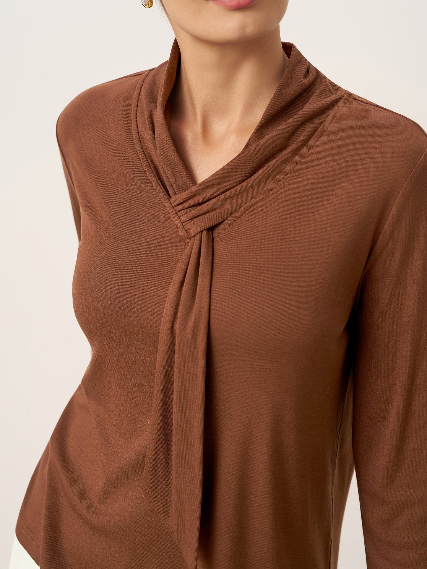 Evangeline | Women’s Wool Scarf Collar Long Sleeve Blouse