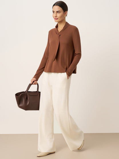 Evangeline | Women’s Wool Scarf Collar Long Sleeve Blouse