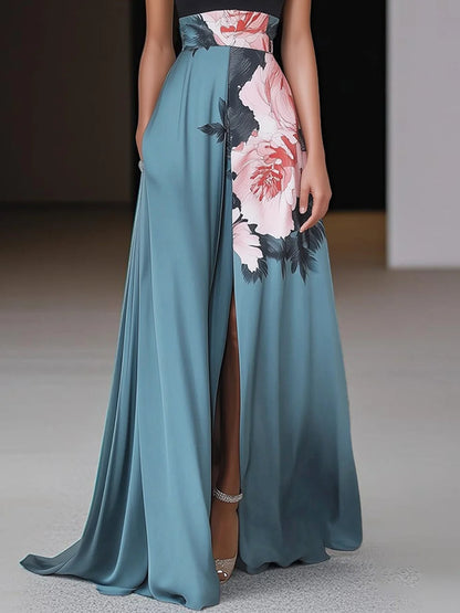 Amalthea | Women’s Floral Halter Neck Sleeveless Maxi Dress