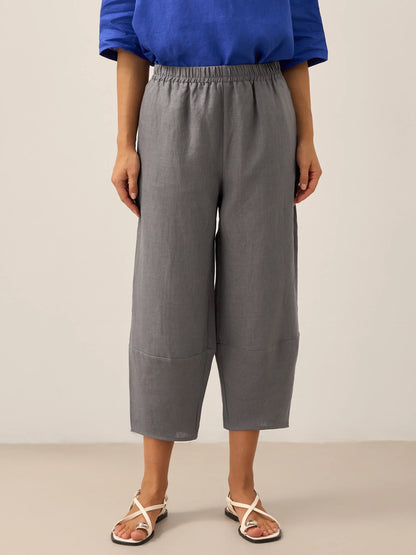 Fallon | Women’s Linen Cropped Pull-On Trouser