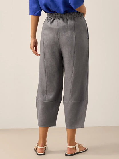 Fallon | Women’s Linen Cropped Pull-On Trouser