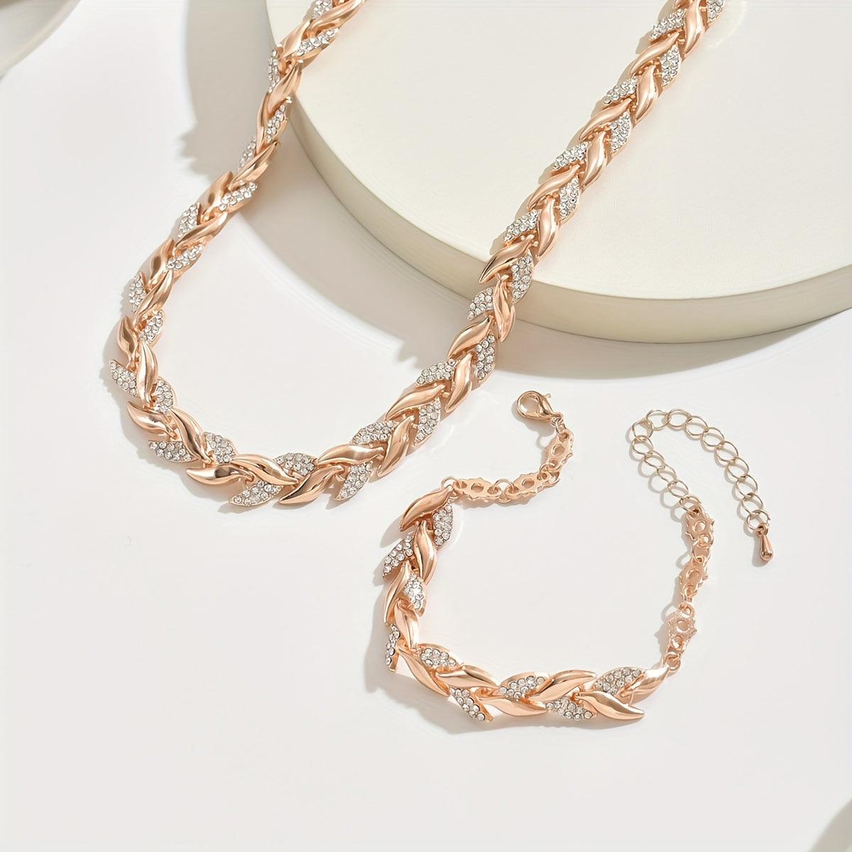 Elowen | Women’s Elegant Rhinestone Necklace Bracelet Set