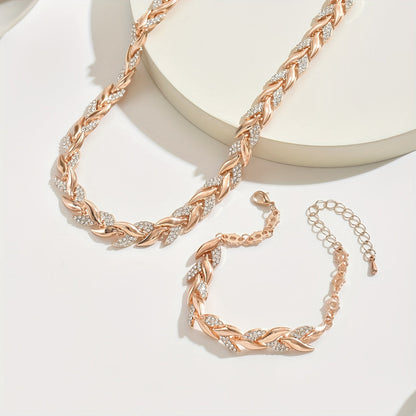 Elowen | Women’s Elegant Rhinestone Necklace Bracelet Set