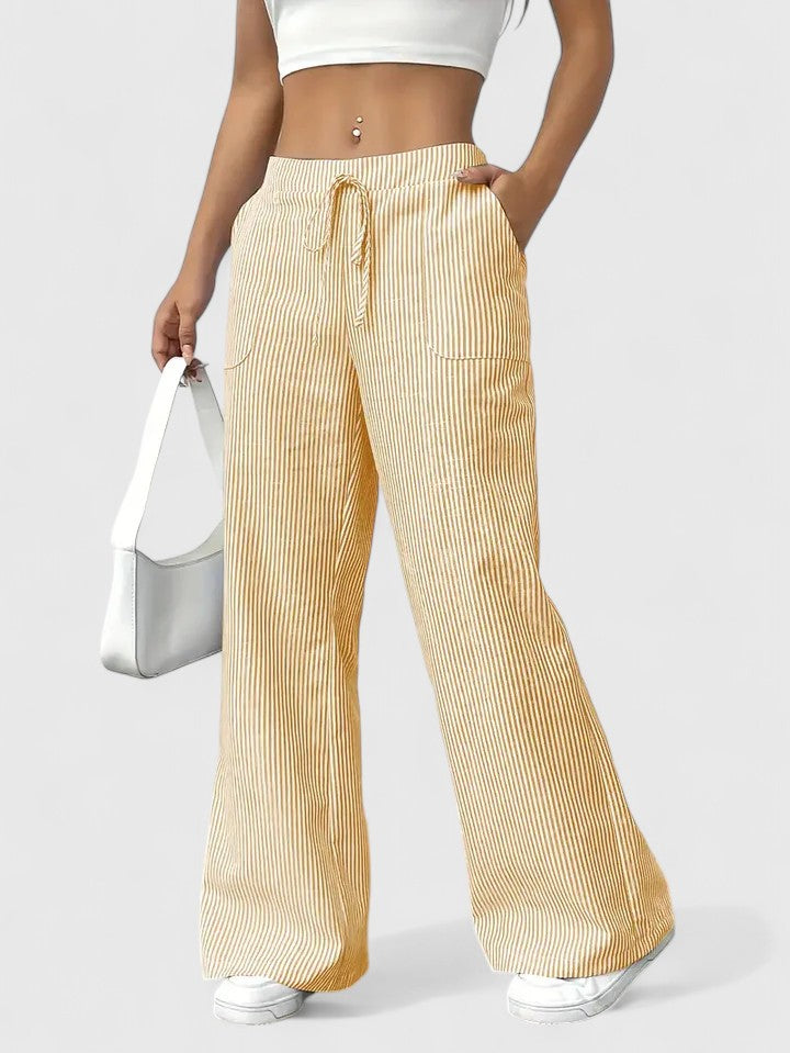 Corinne | Women’s Striped Wide Leg Linen Pants