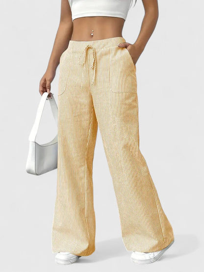 Corinne | Women’s Striped Wide Leg Linen Pants