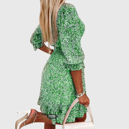 Everly | Women’s Floral Puff Sleeve Ruffle Dress