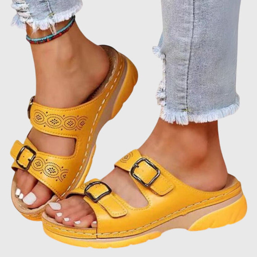Laney | Women’s Orthopedic Buckle Strap Leather Sandals