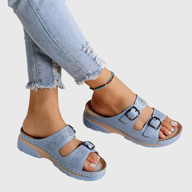 Laney | Women’s Orthopedic Buckle Strap Leather Sandals