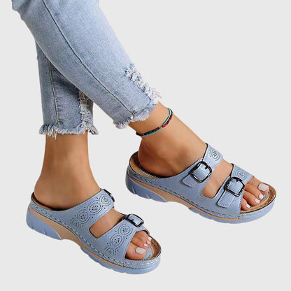 Laney | Women’s Orthopedic Buckle Strap Leather Sandals