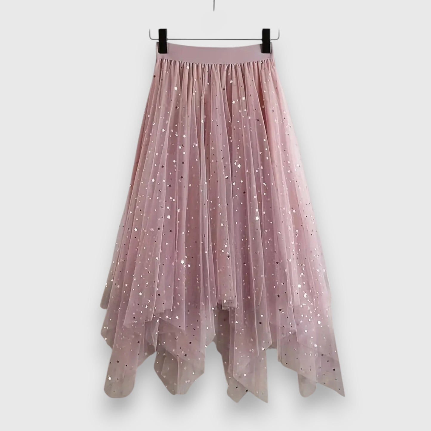 Rosalie | Women’s Sparkle Mesh Handkerchief Hem Skirt