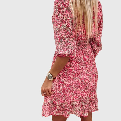 Everly | Women’s Floral Puff Sleeve Ruffle Dress