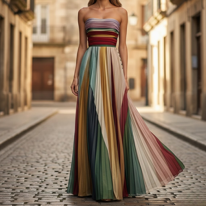 Nora | Women’s Strapless Pleated Maxi Dress