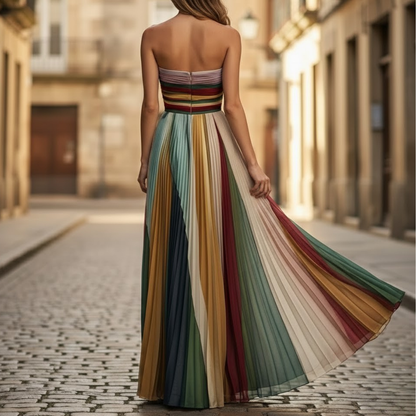 Nora | Women’s Strapless Pleated Maxi Dress
