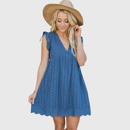 Brinley | Women’s Eyelet V-Neck Summer Dress