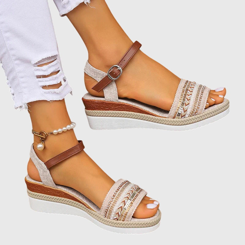 Aubrielle | Women’s Orthopedic Beaded Wedge Sandals