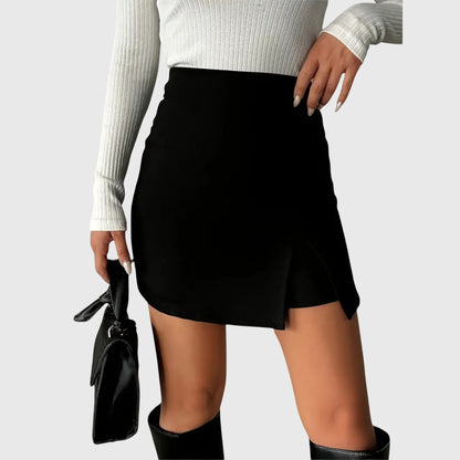 Zeinab | Women’s High Waist Side Slit Pencil Mini Skirt