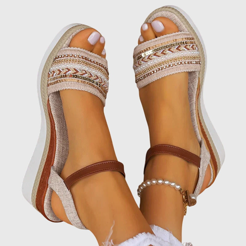 Aubrielle | Women’s Orthopedic Beaded Wedge Sandals