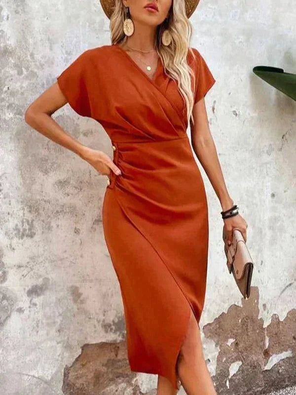 Madelyn | Women’s V Neck Wrap Midi Dress