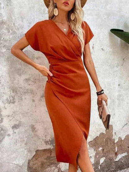 Madelyn | Women’s V Neck Wrap Midi Dress