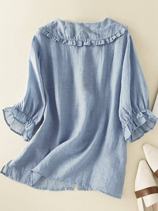 Rosalind | Women’s Loose Fit Ruffle Collar Shirt