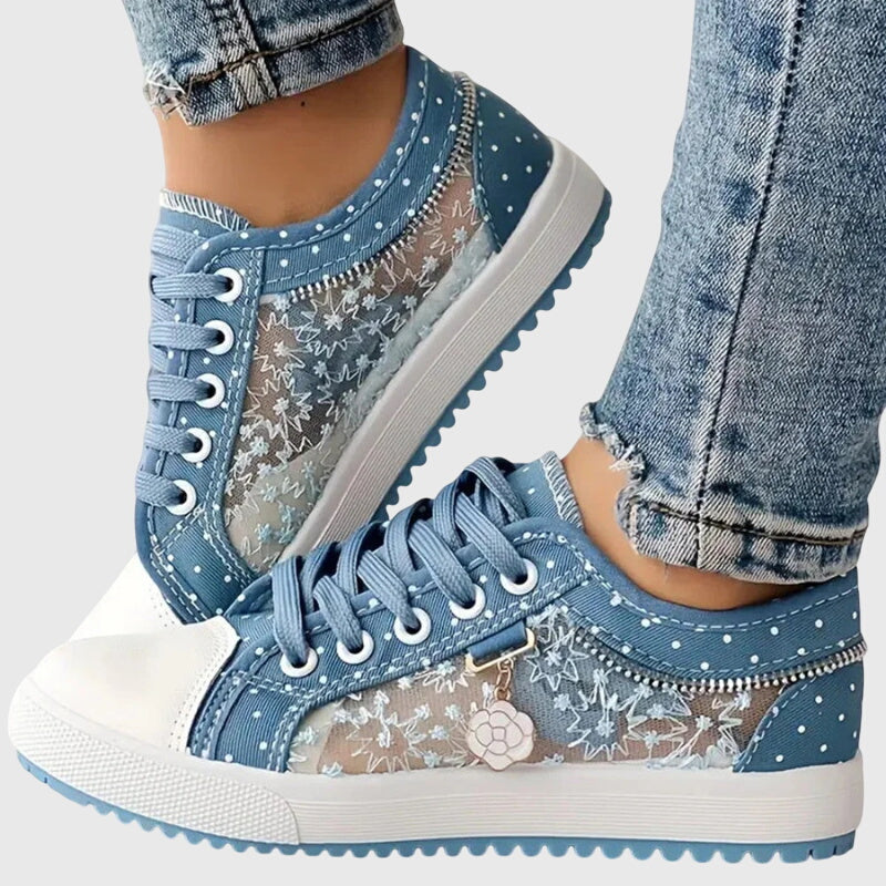 Delilah | Women’s Orthopedic Floral Denim Sneakers