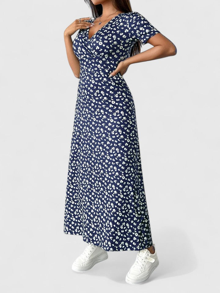 Elaryn | Women’s Floral Flutter Sleeve Maxi Dress