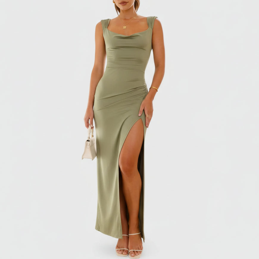 Sage | Women’s Elegant Sleeveless Slit Maxi Dress