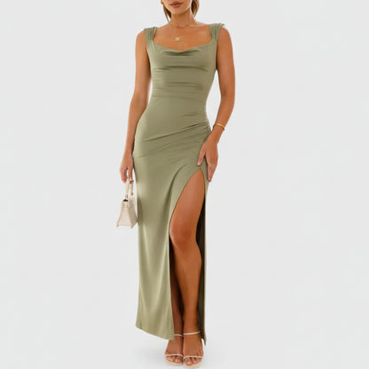 Sage | Women’s Elegant Sleeveless Slit Maxi Dress