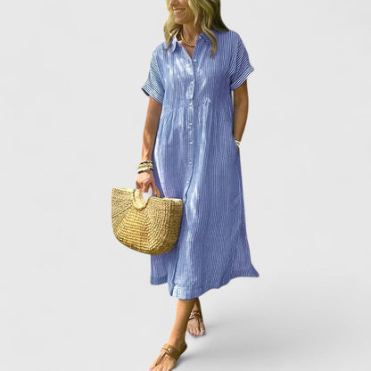 Adria | Women’s Striped Button-Front Dress