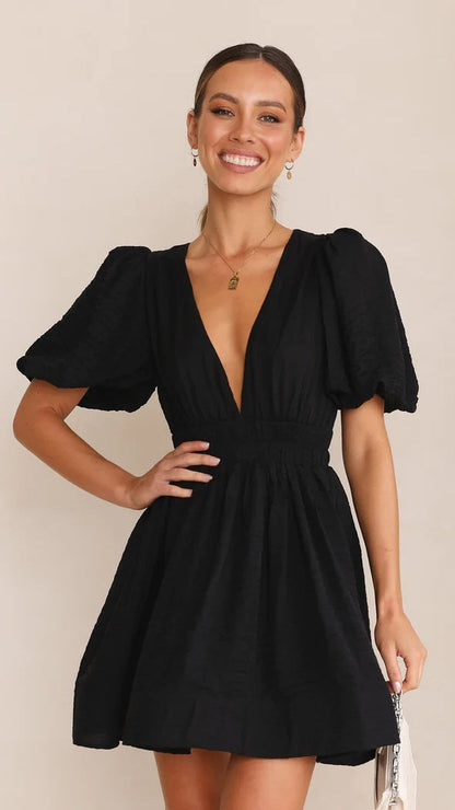 Gemma | Women’s Sophisticated Spring Puff Sleeve Mini Dress