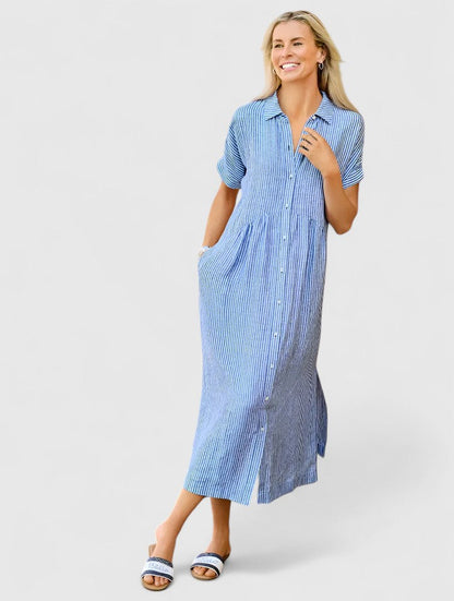 Adria | Women’s Striped Button-Front Dress