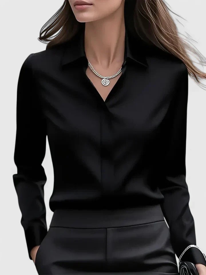 Celestine | Women’s Elegant Satin Button Up Blouse