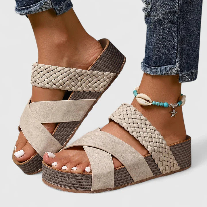 Tinsley | Women’s Orthopedic Woven Platform Slide Sandals