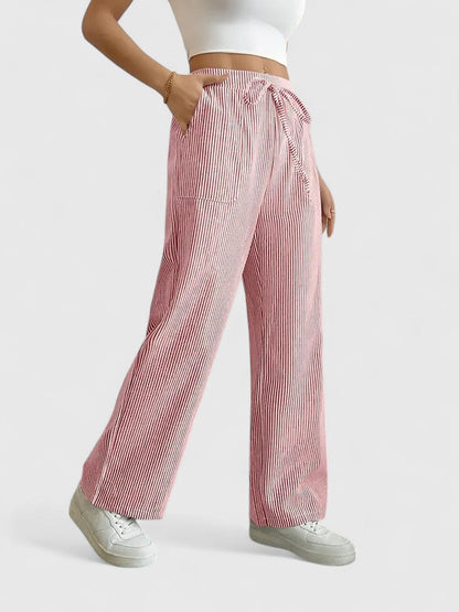 Corinne | Women’s Striped Wide Leg Linen Pants