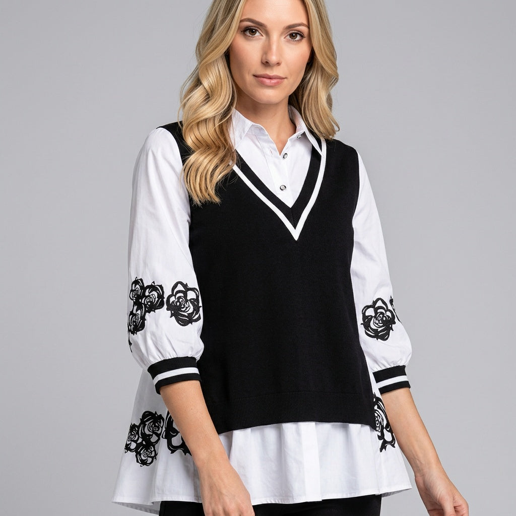 Macy | Women’s Blouse and Sweater Vest Set