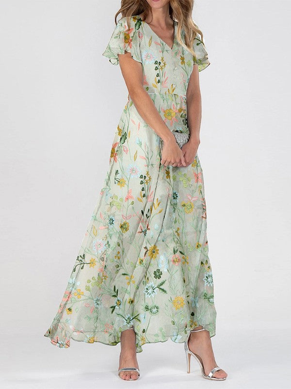 Marceline | Women’s Summer Floral V-Neck Maxi Dress