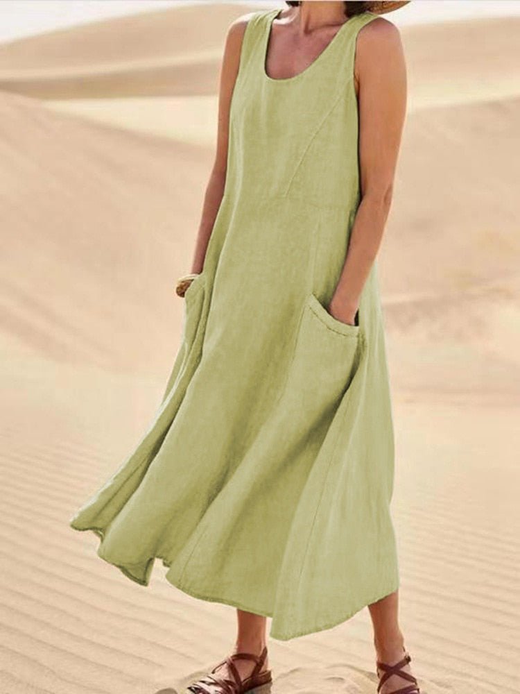 Solmira | Women’s Sleeveless Pocket Maxi Casual Dress