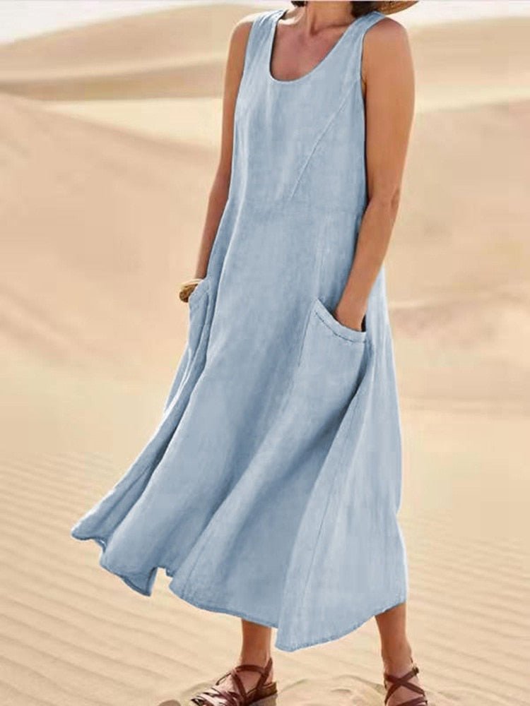 Solmira | Women’s Sleeveless Pocket Maxi Casual Dress
