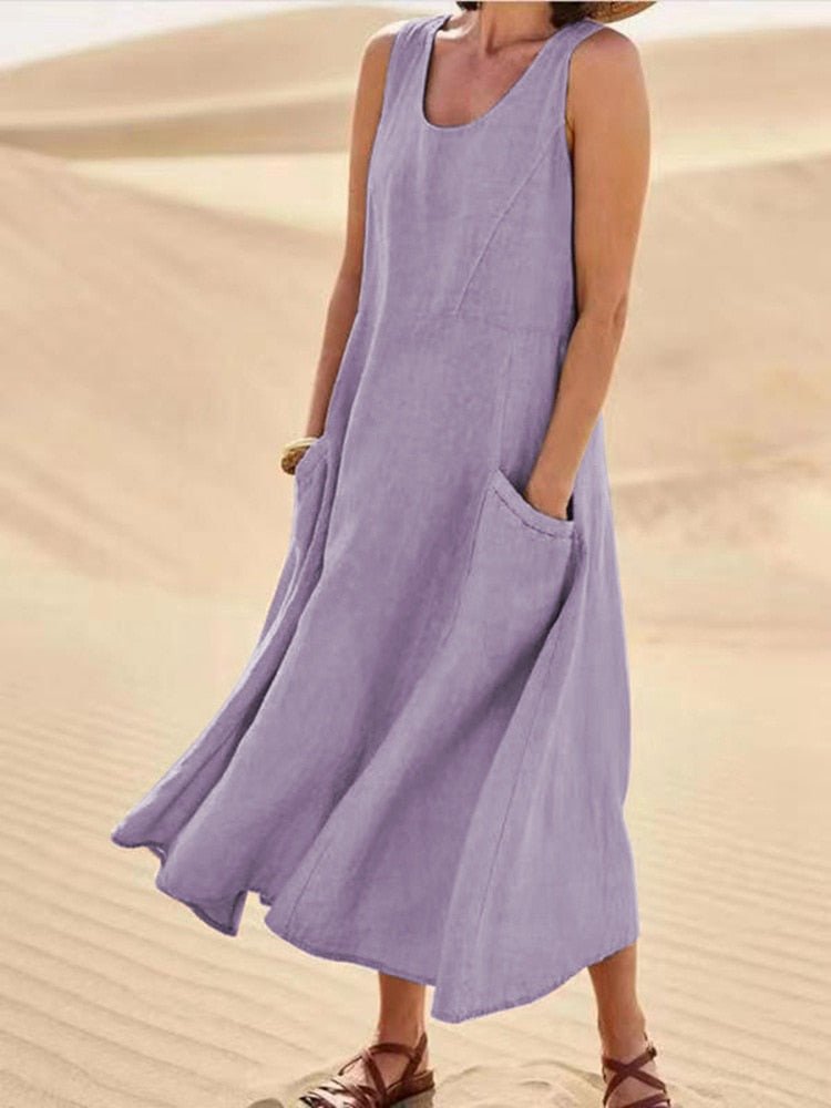 Solmira | Women’s Sleeveless Pocket Maxi Casual Dress