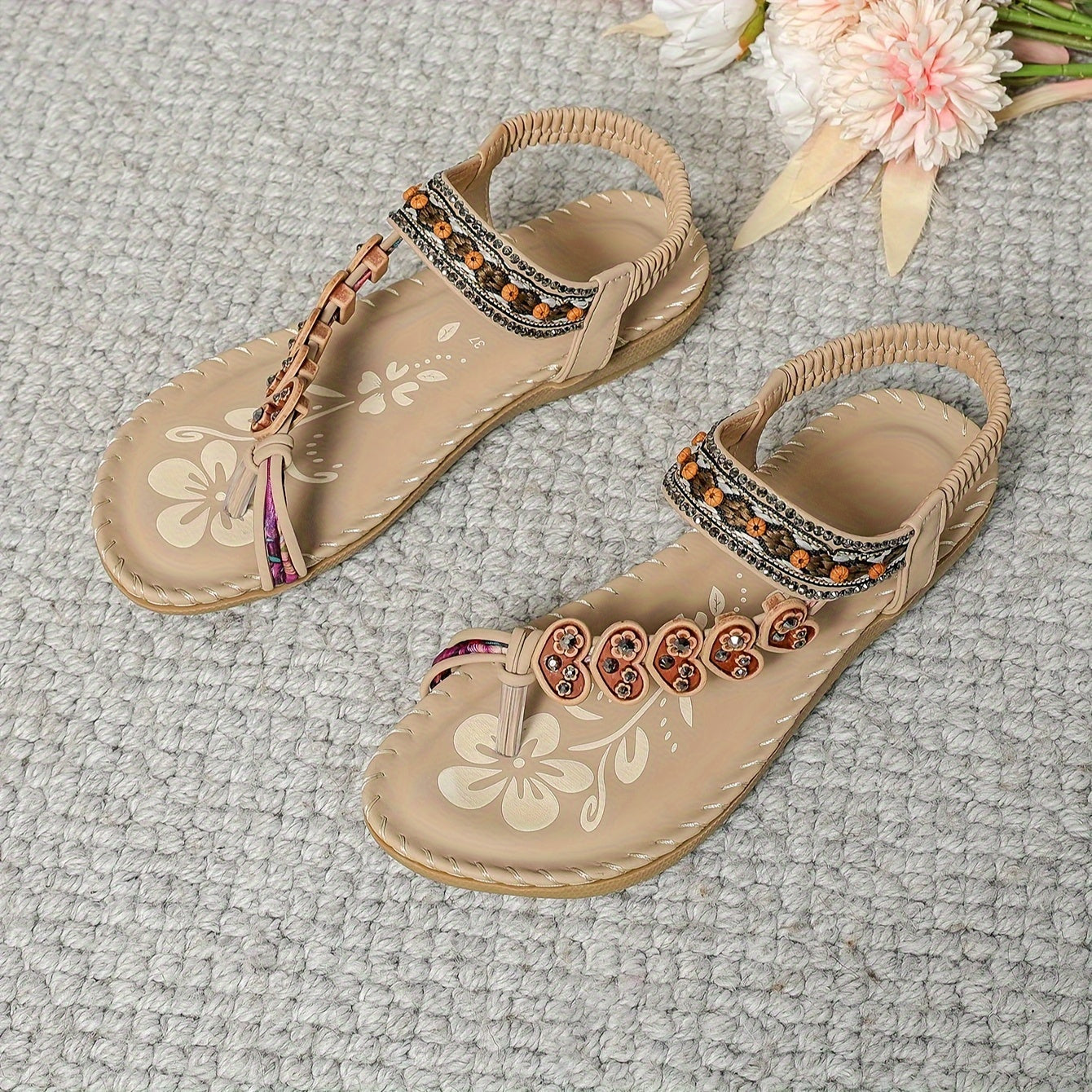Zaylee | Women’s Floral Strap Flat Summer Sandals