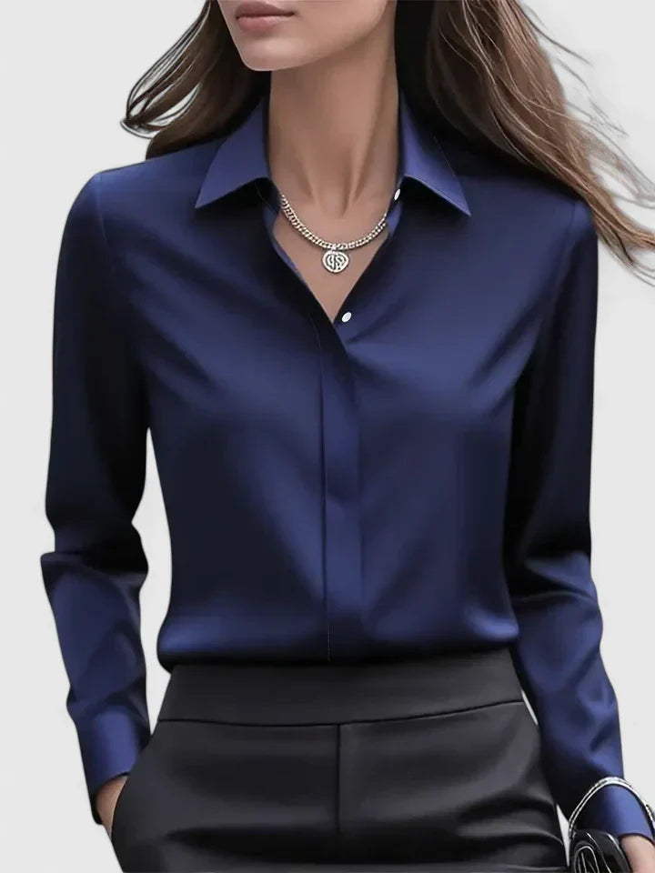 Celestine | Women’s Elegant Satin Button Up Blouse
