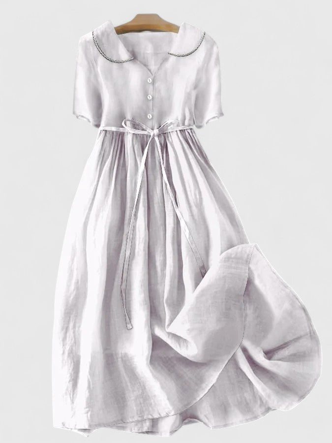 Marielle | Women’s Short Sleeve Button Front Midi Dress