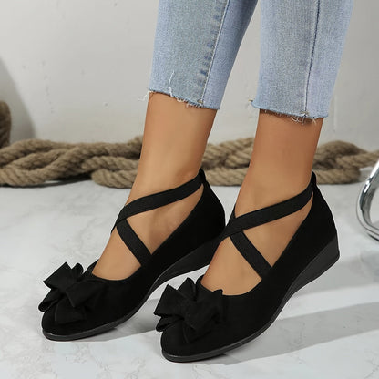 Isolde | Women’s Sophisticated Bow Detail Wedge Loafers